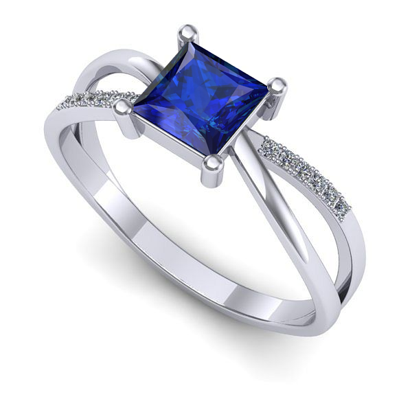 Inel din aur alb cu safir