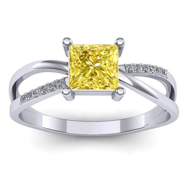 Inel logodna cu safir galben patrat