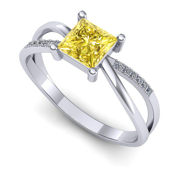 Inel din aur alb cu safir galben