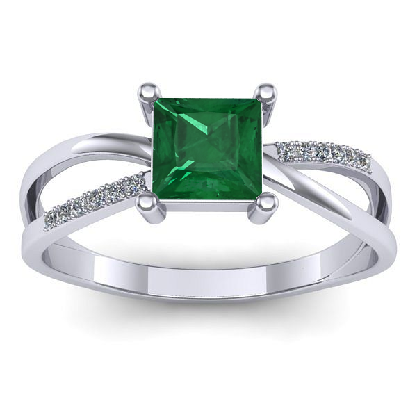 Inel logodna cu smarald patrat