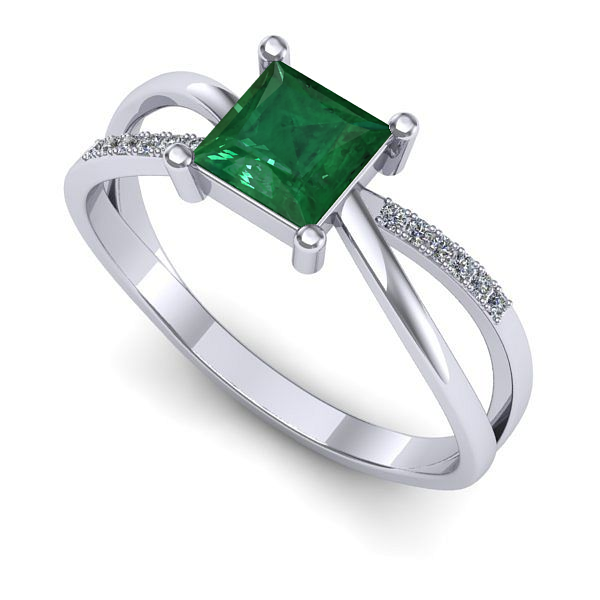 Inel din aur alb cu smarald