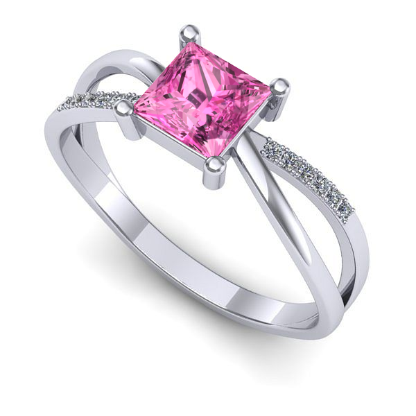 Inel din aur alb cu safir roz