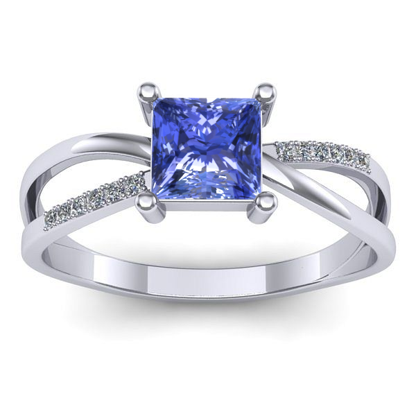 Inel logodna cu tanzanit patrat
