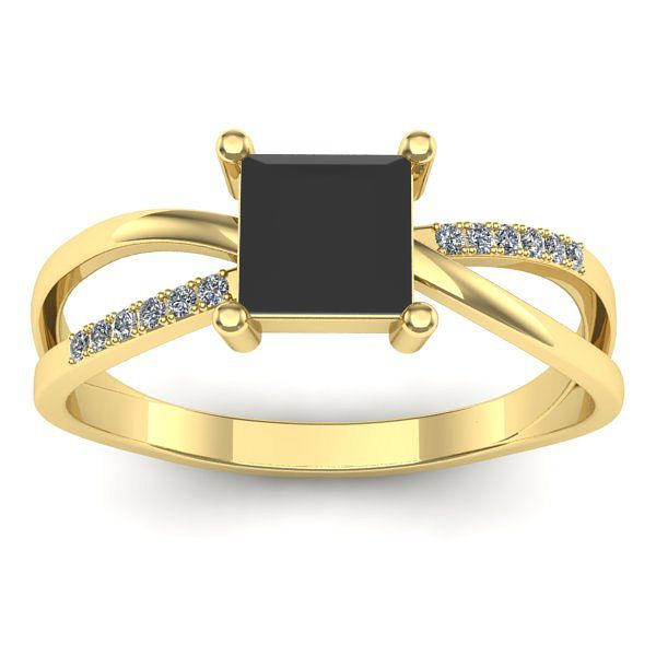 Inel de logodna cu diamant negru patrat