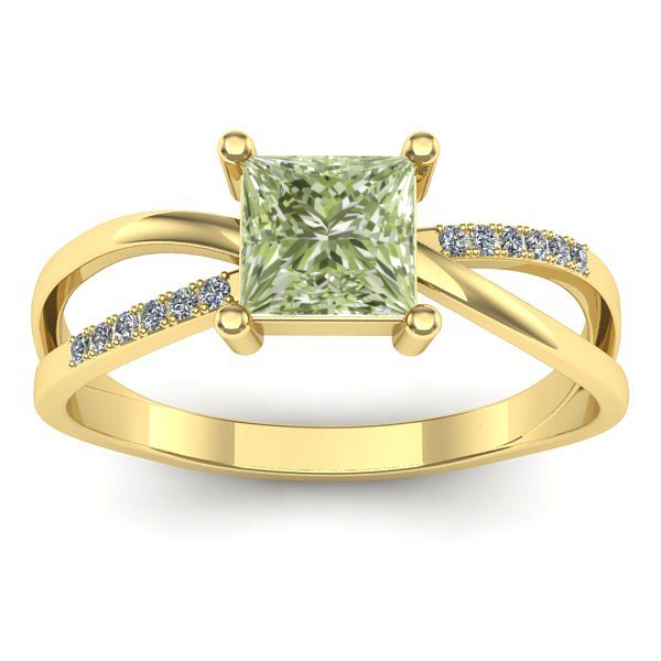 Inel de logodna cu diamant de laborator verde patrat