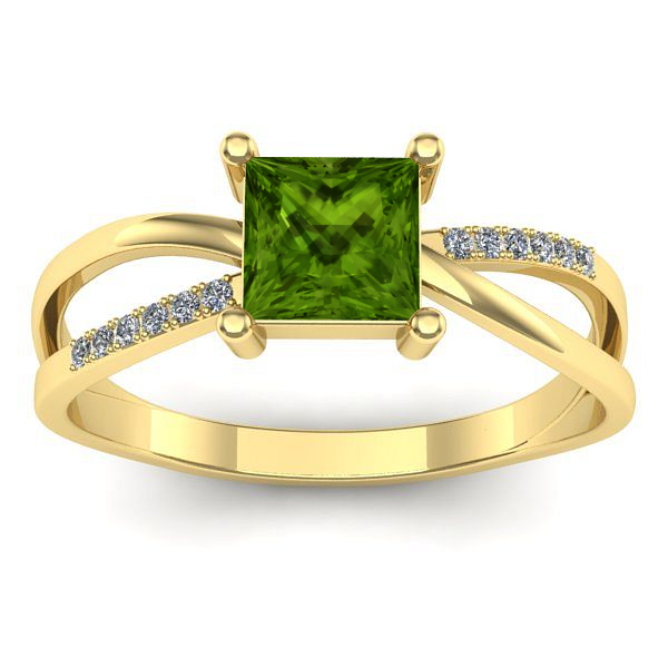 Inel cu peridot patrat
