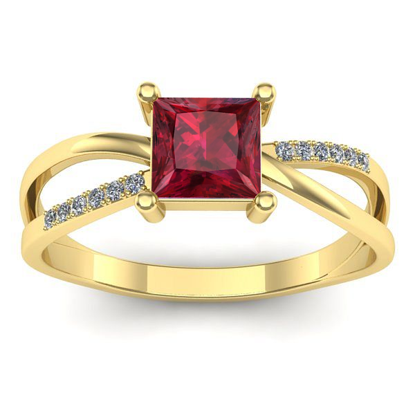 Inel de logodna cu rubin patrat