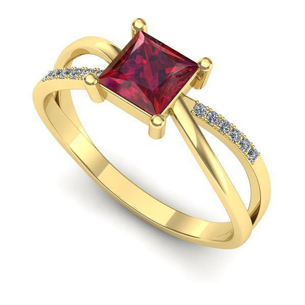 Inel din aur galben cu rubin