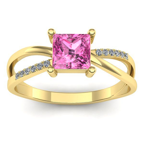 Inel de logodna cu safir roz patrat