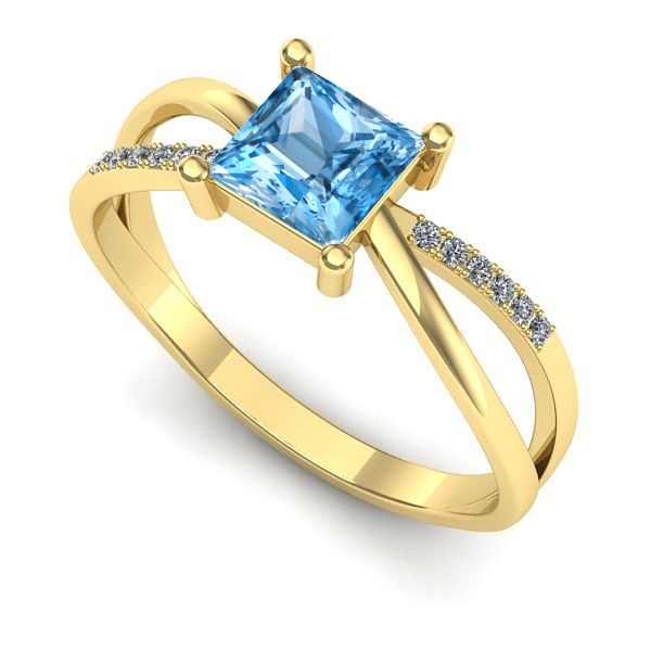 Inel de logodna din aur galben cu topaz blue