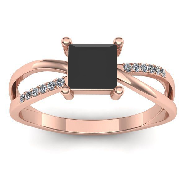 Inel logodna cu diamant negru patrat