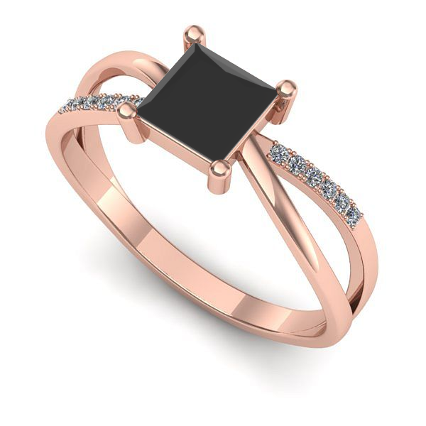 Inel din aur roz cu diamant negru