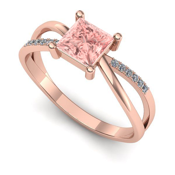 Inel de logodna din aur roz cu diamant de laborator roz