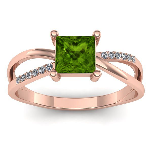 Inel cu peridot patrat