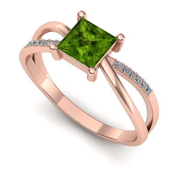 Inel din aur roz cu peridot