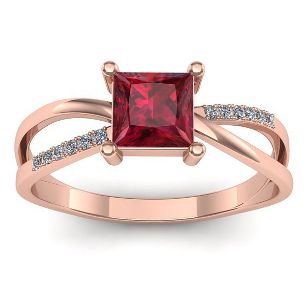 Inel logodna cu rubin patrat