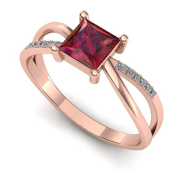 Inel de logodna din aur roz cu rubin