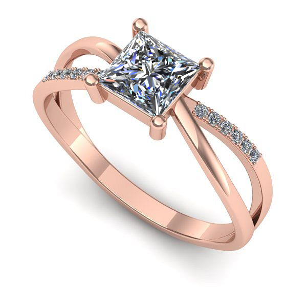 Inel logodna din aur roz cu diamant de laborator