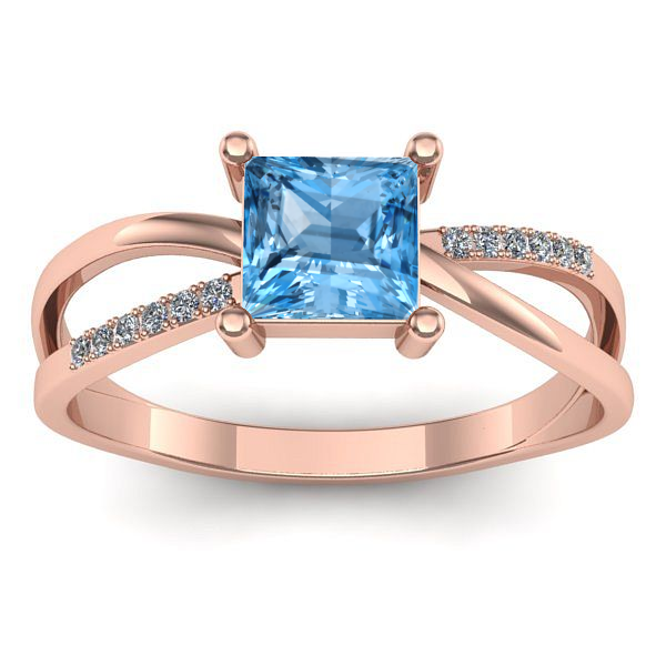 Inel de logodna cu topaz blue patrat