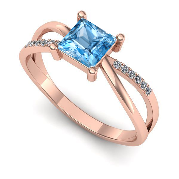 Inel din aur roz cu topaz blue