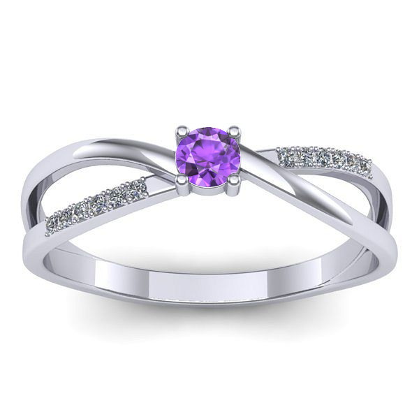 Inel de logodna cu ametist rotund