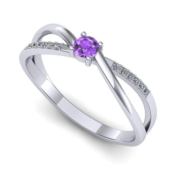 Inel din aur alb cu ametist