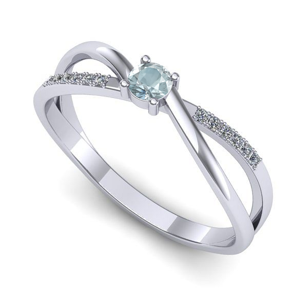 Inel de logodna din aur alb cu aquamarin