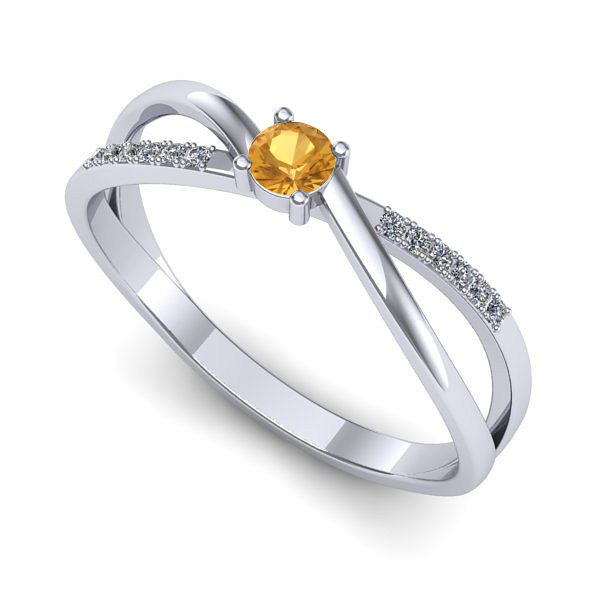 Inel logodna din aur alb cu citrin