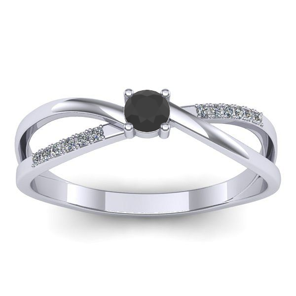 Inel de logodna cu diamant negru rotund