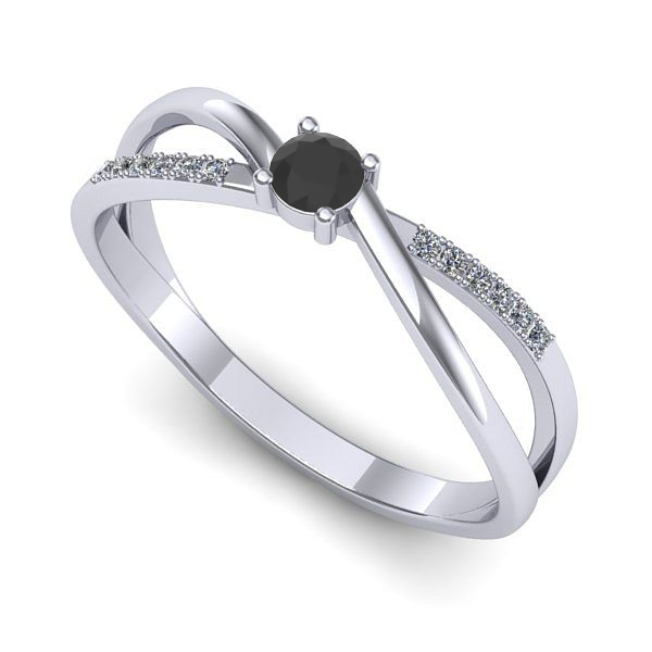 Inel de logodna din aur alb cu diamant negru