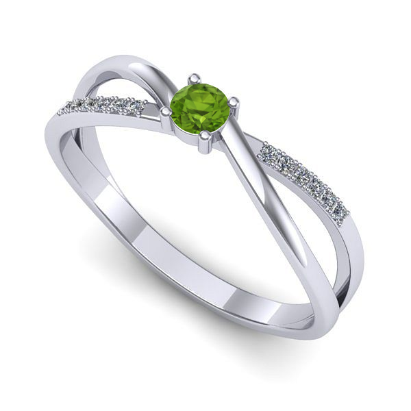 Inel de logodna din aur alb cu peridot