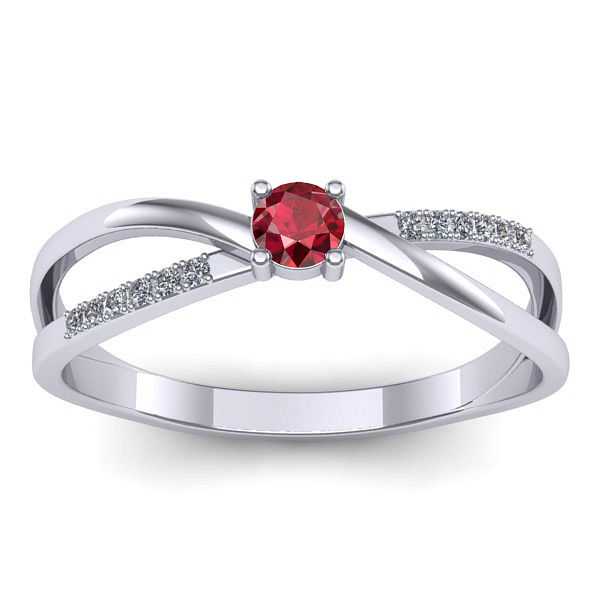 Inel de logodna cu rubin rotund