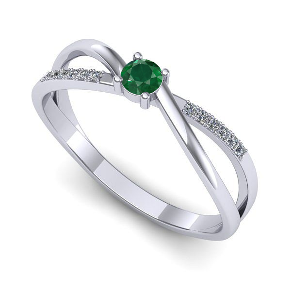 Inel din aur alb cu smarald