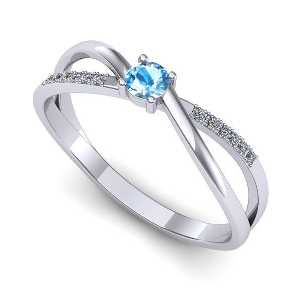 Inel logodna din aur alb cu topaz blue