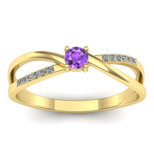 Inel logodna cu ametist rotund