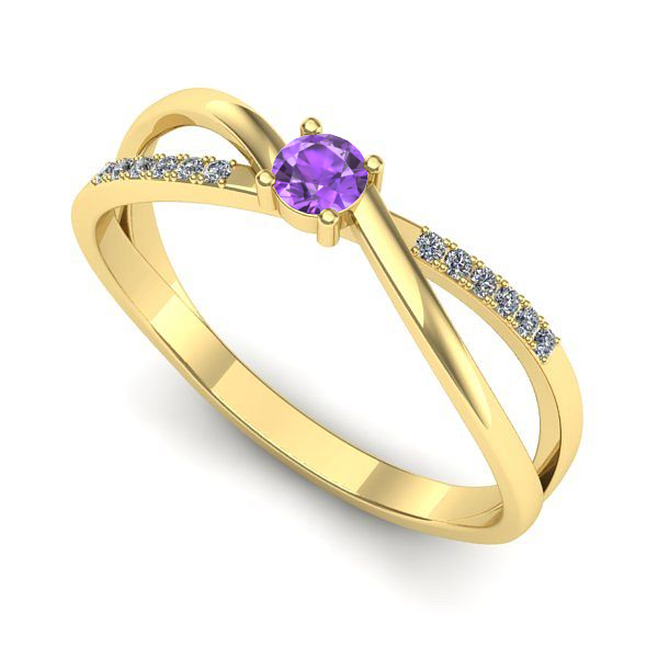 Inel de logodna din aur galben cu ametist