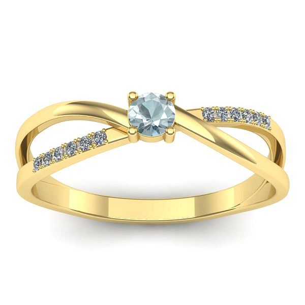 Inel cu aquamarin rotund