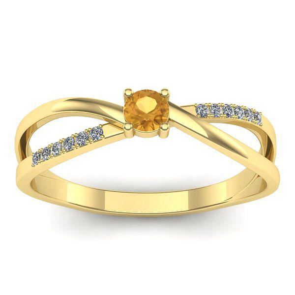 Inel cu citrin rotund