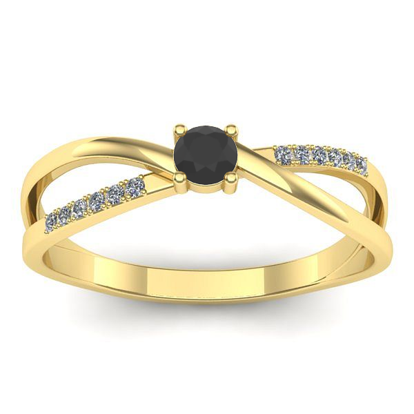 Inel de logodna cu diamant negru rotund