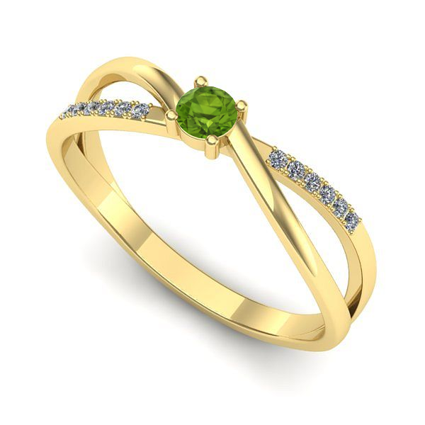 Inel logodna din aur galben cu peridot