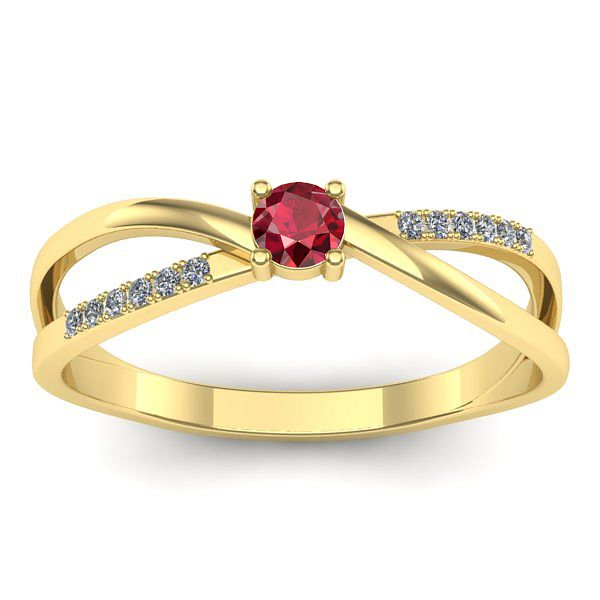Inel de logodna cu rubin rotund