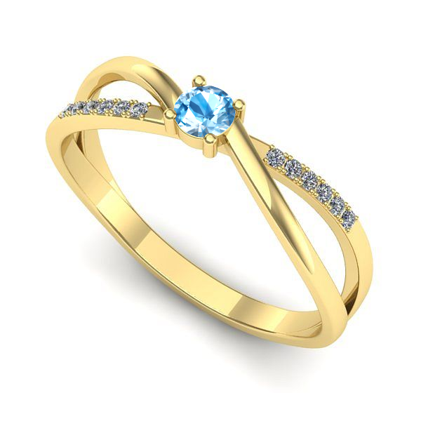 Inel logodna din aur galben cu topaz blue
