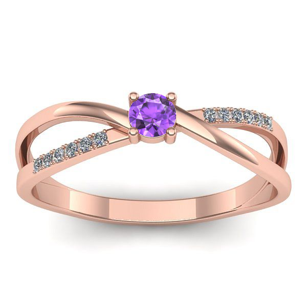 Inel logodna cu ametist rotund