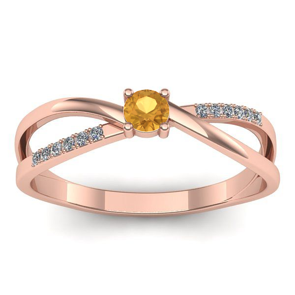 Inel de logodna cu citrin rotund