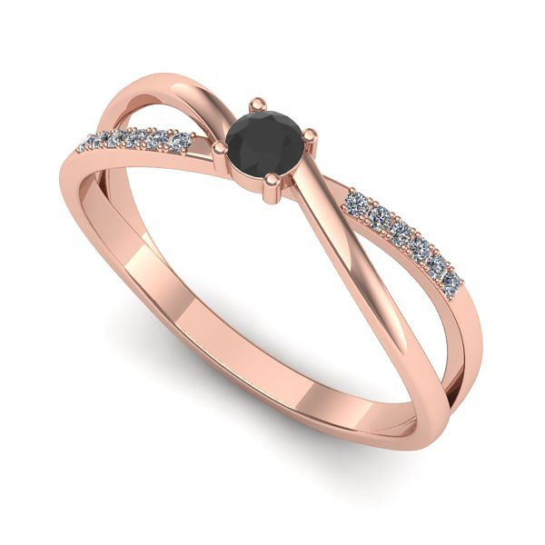 Inel din aur roz cu diamant negru