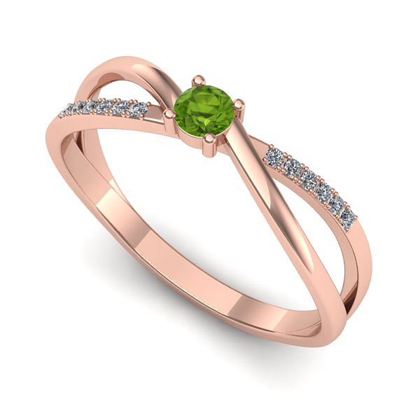 Inel din aur roz cu peridot