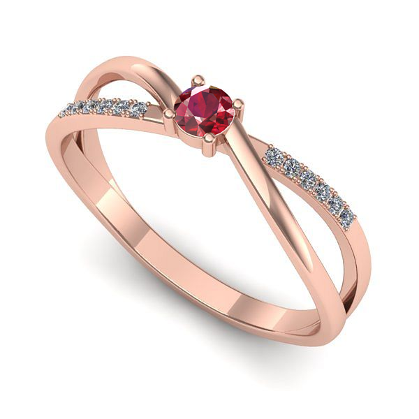 Inel logodna din aur roz cu rubin