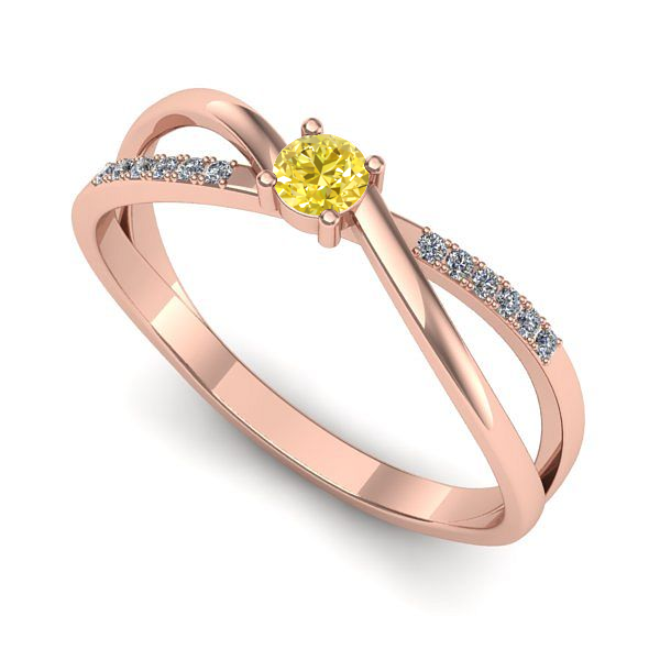 Inel din aur roz cu safir galben