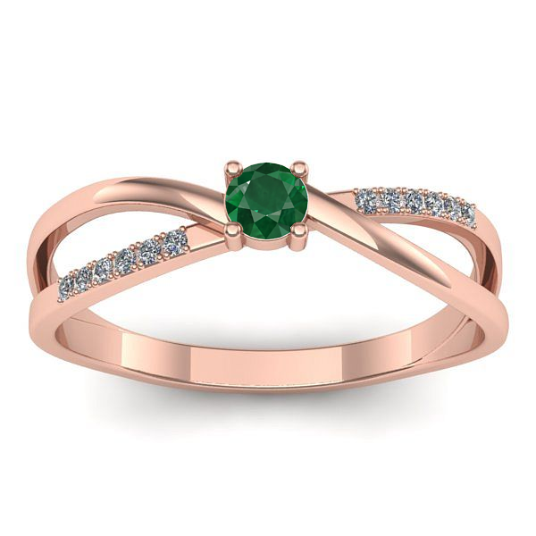 Inel de logodna cu smarald rotund