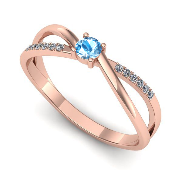 Inel logodna din aur roz cu topaz blue